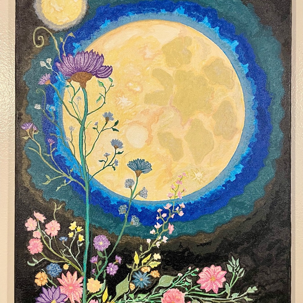 Floral Moonlit Canvas Art